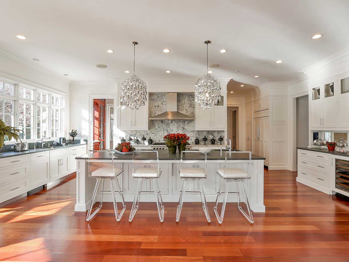 Full Kitchen View with White Cabinets