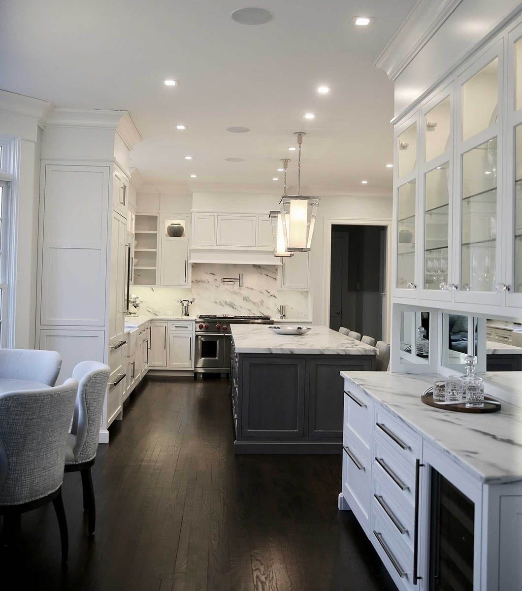 Kitchen Dining Area and White Cabinets