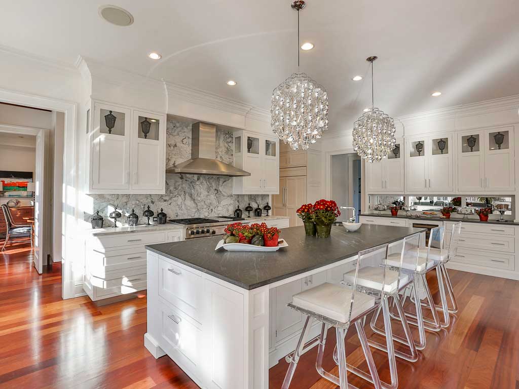 Kitchen Island and White Cabinets