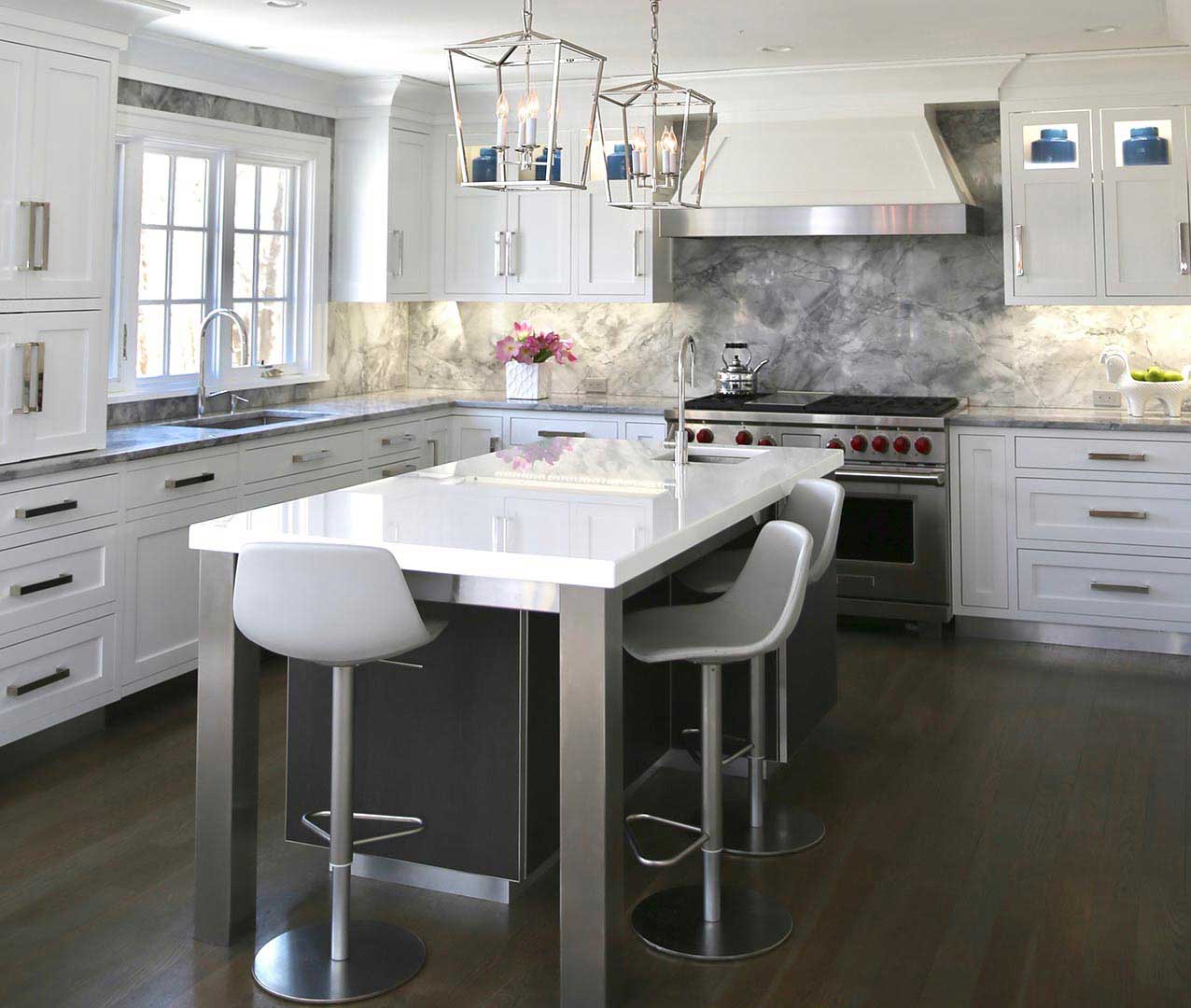 Kitchen Island with White Cabinets